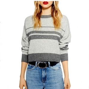 Topshop Crop Stripe Sweater Size 10 Cropped Boxy Sweater Sz 10 / Large